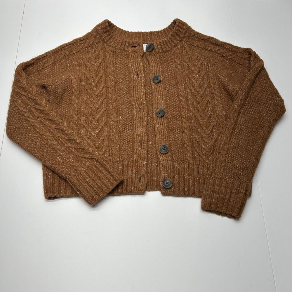 Old Navy Womens S Tall Cable Knit Button-Up Cardigan Sweater In Brown - Picture 10 of 14
